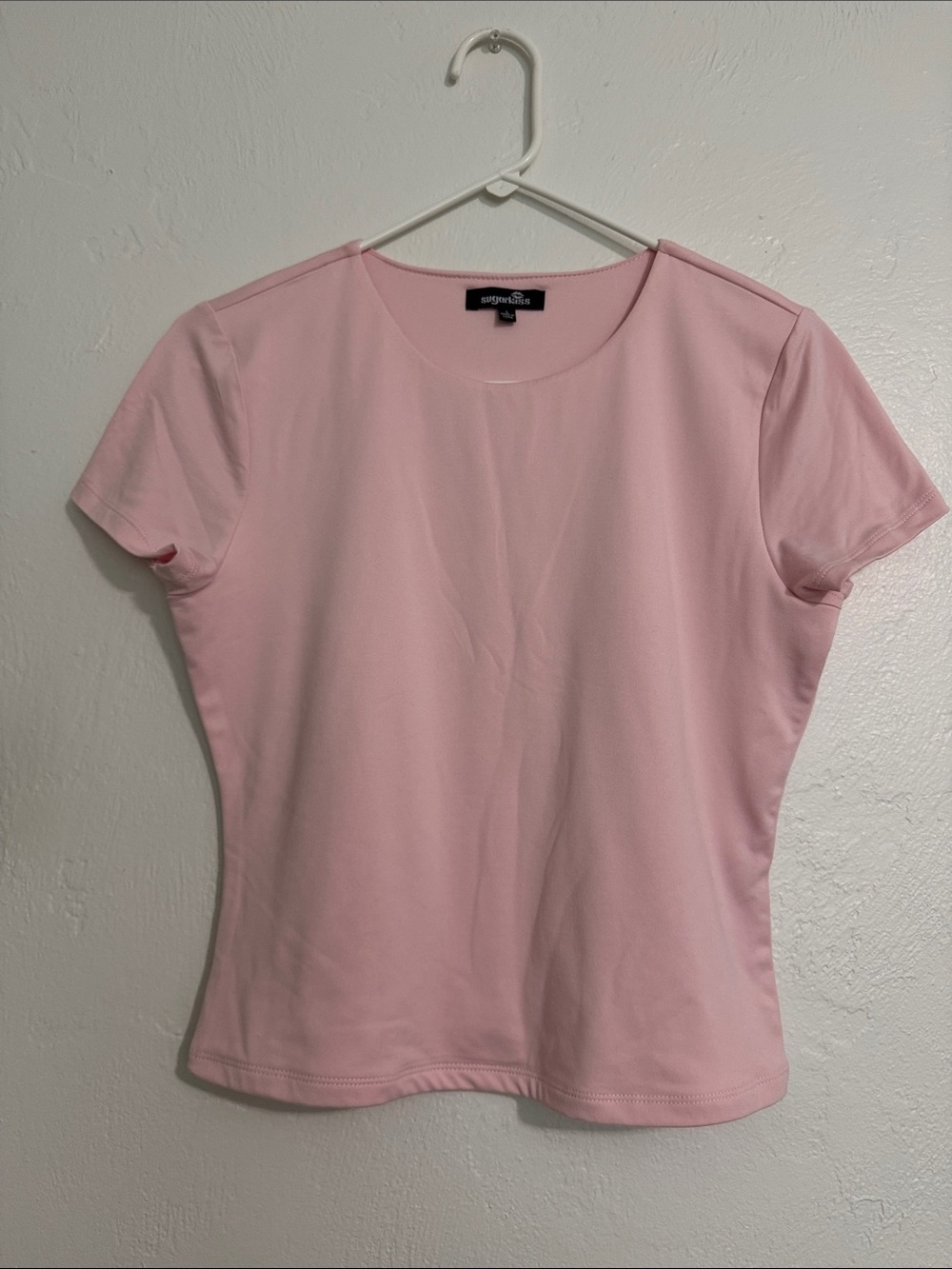 Sugarkiss crop top Light Pink Short Sleeve Crewneck Tee